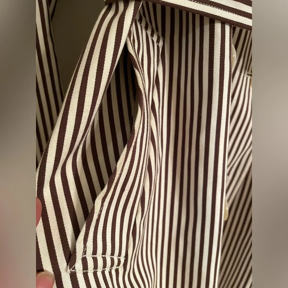 Lauren Ralph Lauren Women's Double Breasted Trench Coat Striped Coat Large - Picture 9 of 15